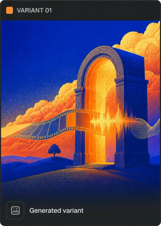 Variant 01 node: the portal restyled as a cobalt and orange dusk.