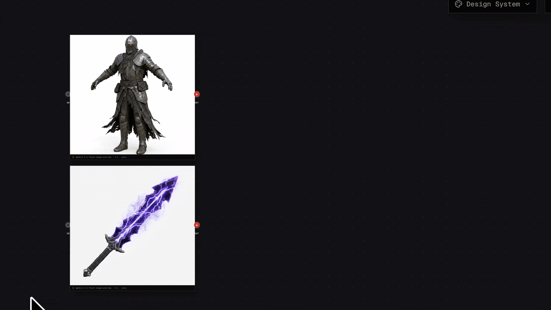 Composing image inputs with prompts and style references in a connected workflow